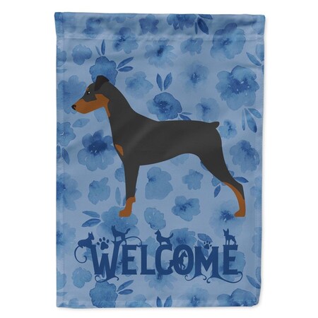 Carolines Treasures 28 x 0.01 x 40 in. German Pinscher Welcome Flag Canvas House Size CK6140CHF
